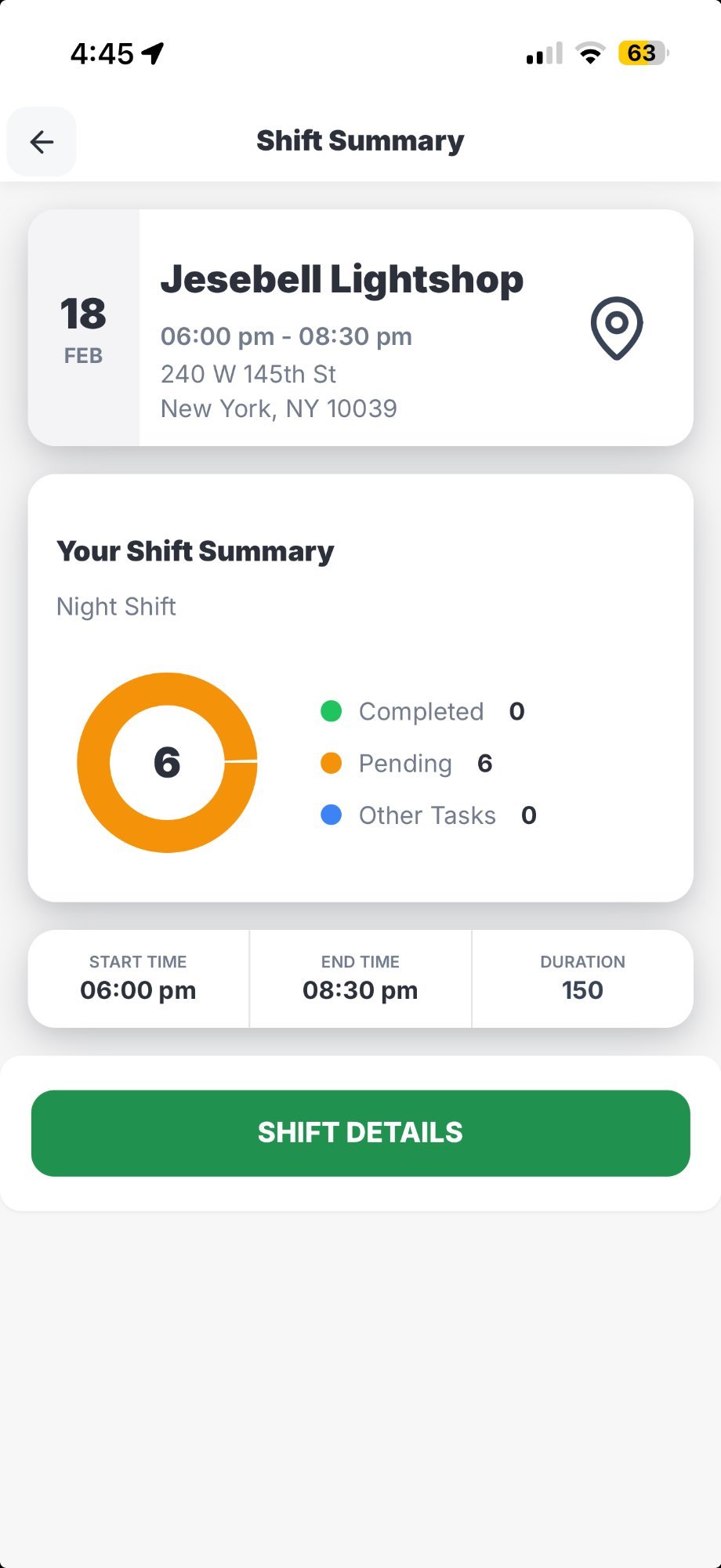 Shift Summary