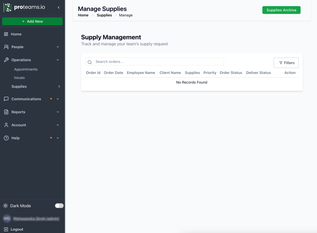 Manage Supplies Manage Supplies